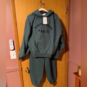Anine Bing Teal sweatshirt and jogger set